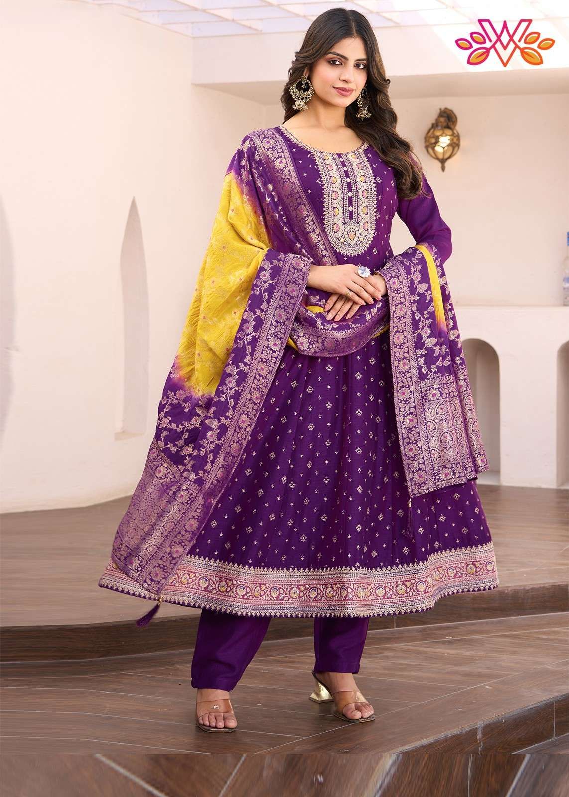 Purple Embroidery Work Re..